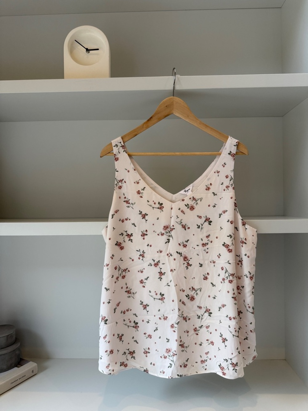 Thyme Maternity Blush Floral V-Neck Tank Top